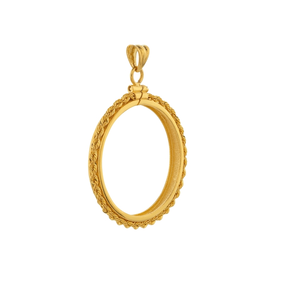 (image for) 14K Gold Screw-Top Rope Design Coin Bezel - 32.7 mm - Click Image to Close