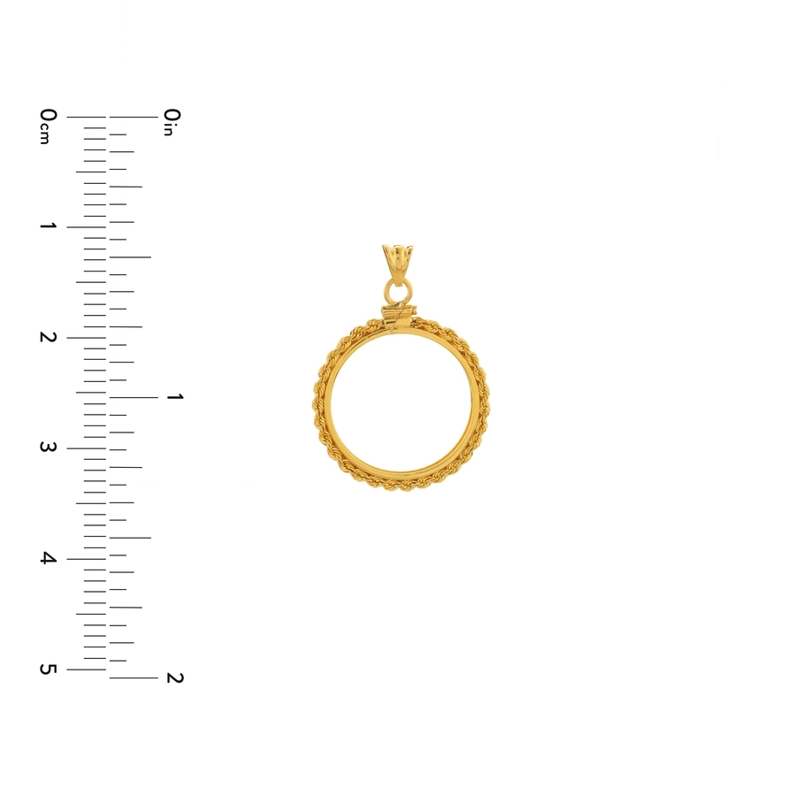 (image for) 14K Gold Screw-Top Rope Design Coin Bezel - 27 mm - Click Image to Close
