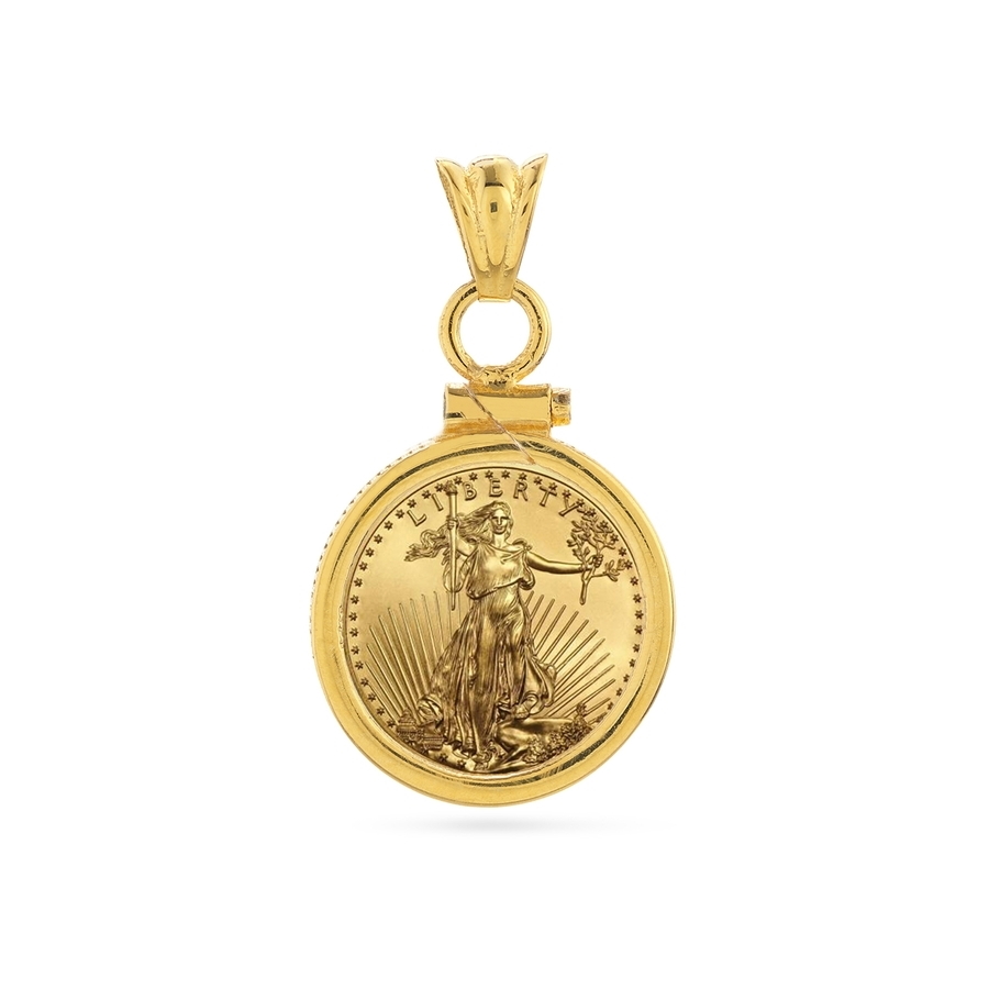 (image for) 14K Gold Screw-Top Plain Coin Bezel - 22 mm - Click Image to Close