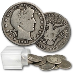 Barber Half Dollars $10 90% Silver Roll Of 20 Coins Avg. Circ.