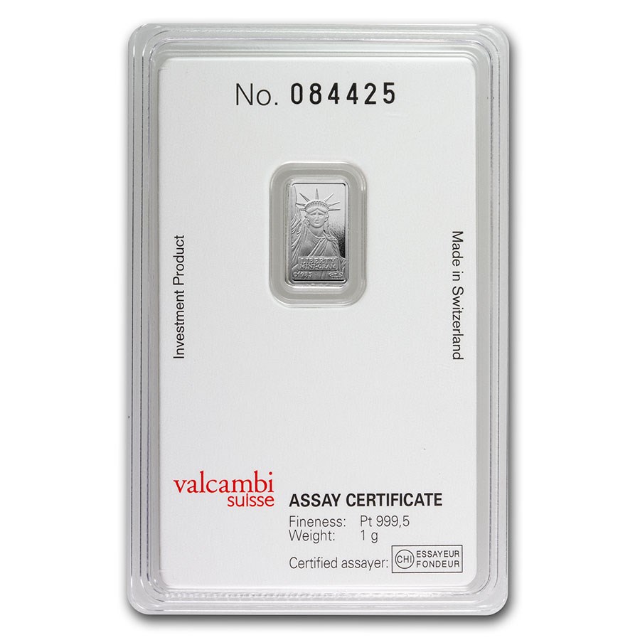 (image for) 1 Gram Credit Suisse Platinum Bar 999 Fine With Assay - Click Image to Close