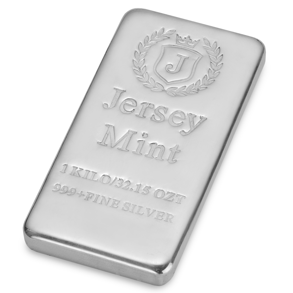 (image for) 1 Kilo ( 32.15 oz ) Silver .999 Bullion Cast Bar - Jersey Mint - Click Image to Close