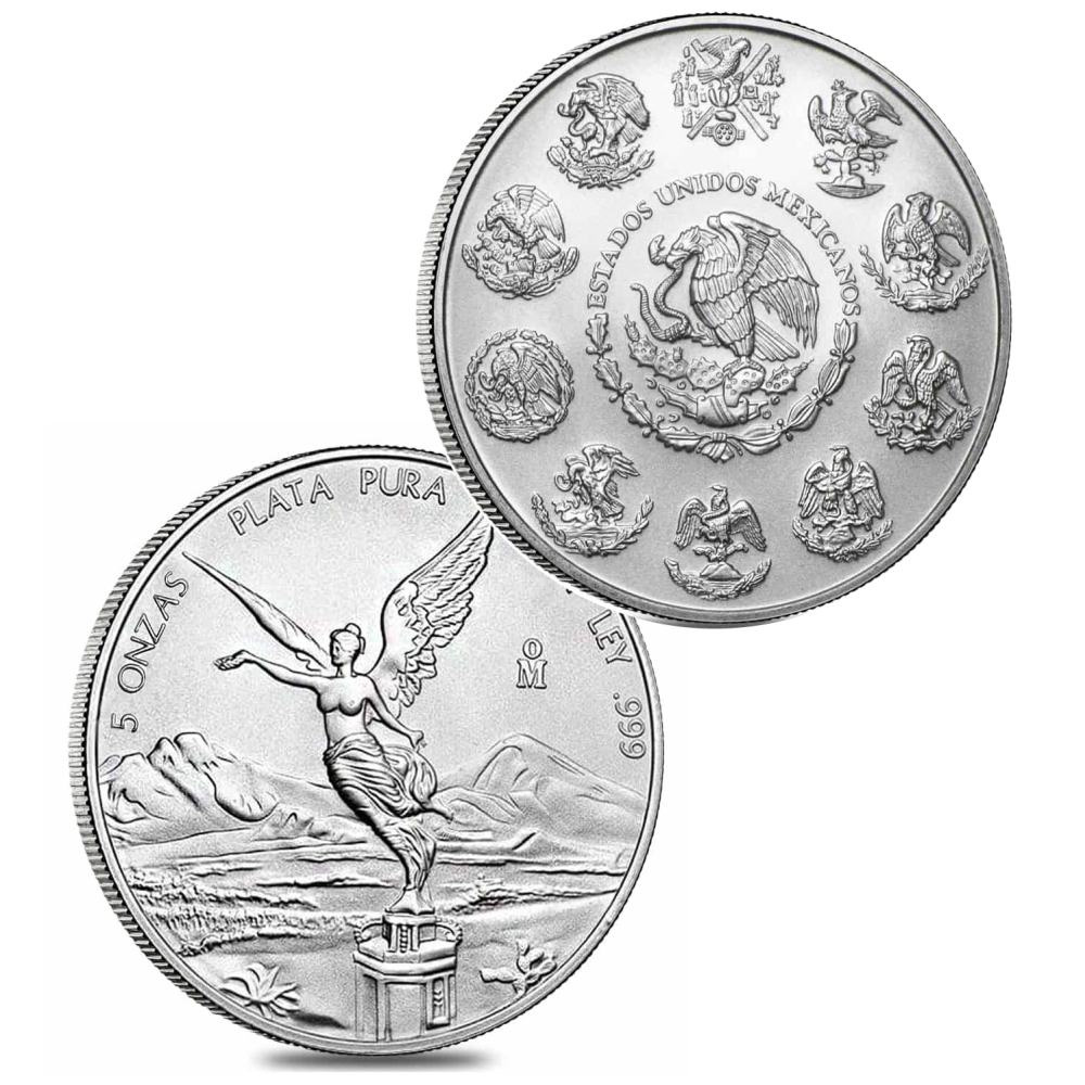 Lot of 5-2019 1/4 oz Mexican Silver Libertad Coin .999 Fine BU 