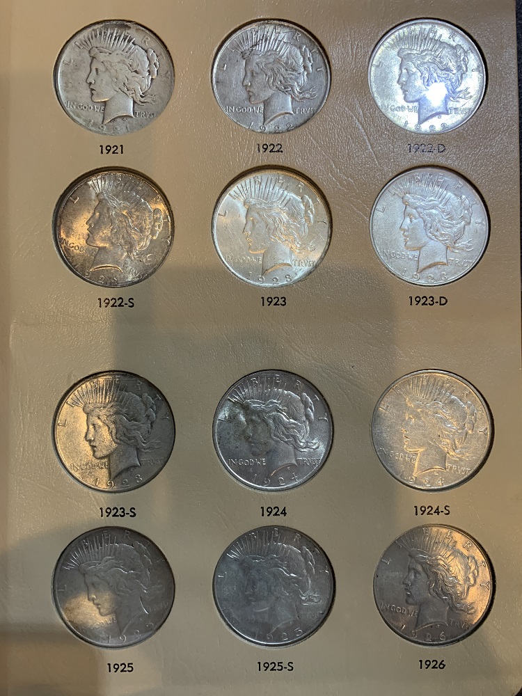 (image for) 1921-1935 Complete Peace Dollar Coin Set F/XF - Click Image to Close
