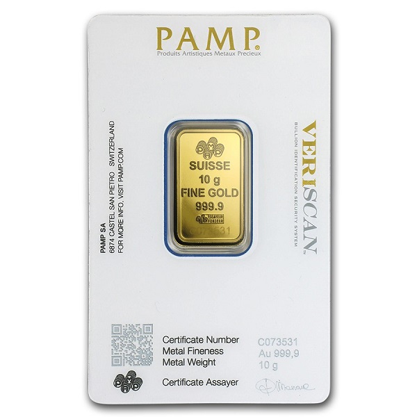 (image for) 10 gram Gold Bar - PAMP Suisse Lady Fortuna Veriscan In Assay - Click Image to Close