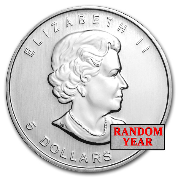 (image for) Canadian 1 oz Silver Maple Leaf Coin BU - Random Year - Click Image to Close