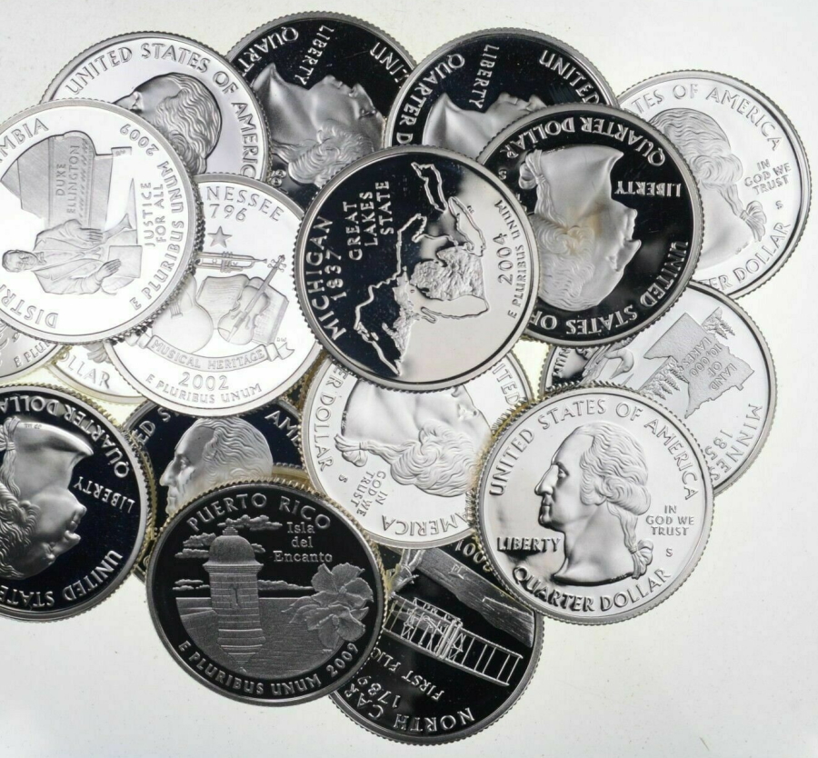 $10 Face Value State Quarters - 90% Silver 40-Coin Roll (BU)
